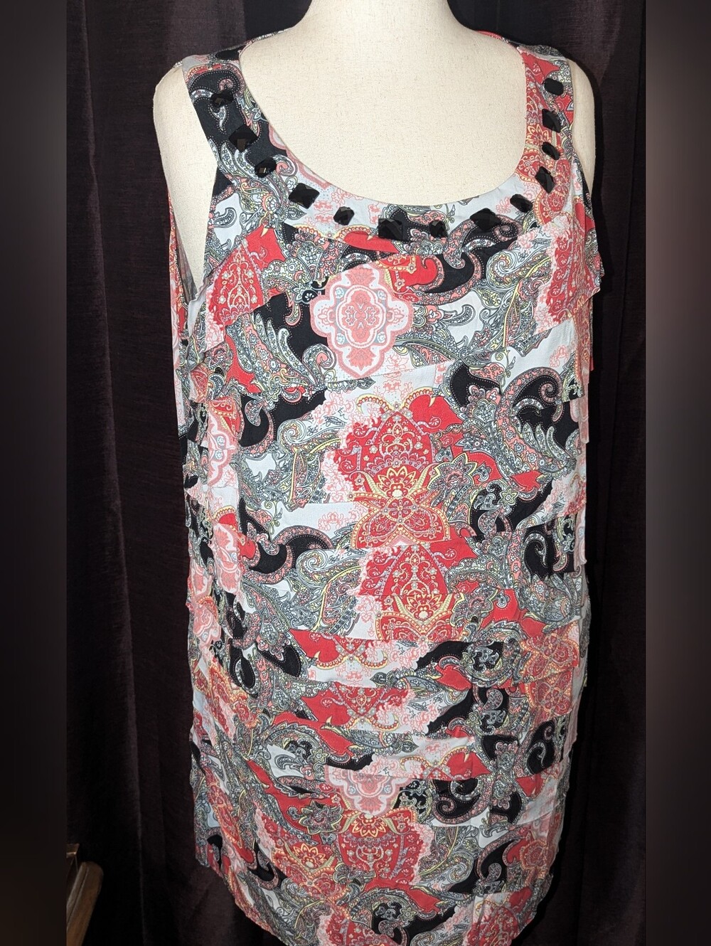 STYLE & CO. Woman Sleeveles Mini Dress with Embellished Neckline 2x
